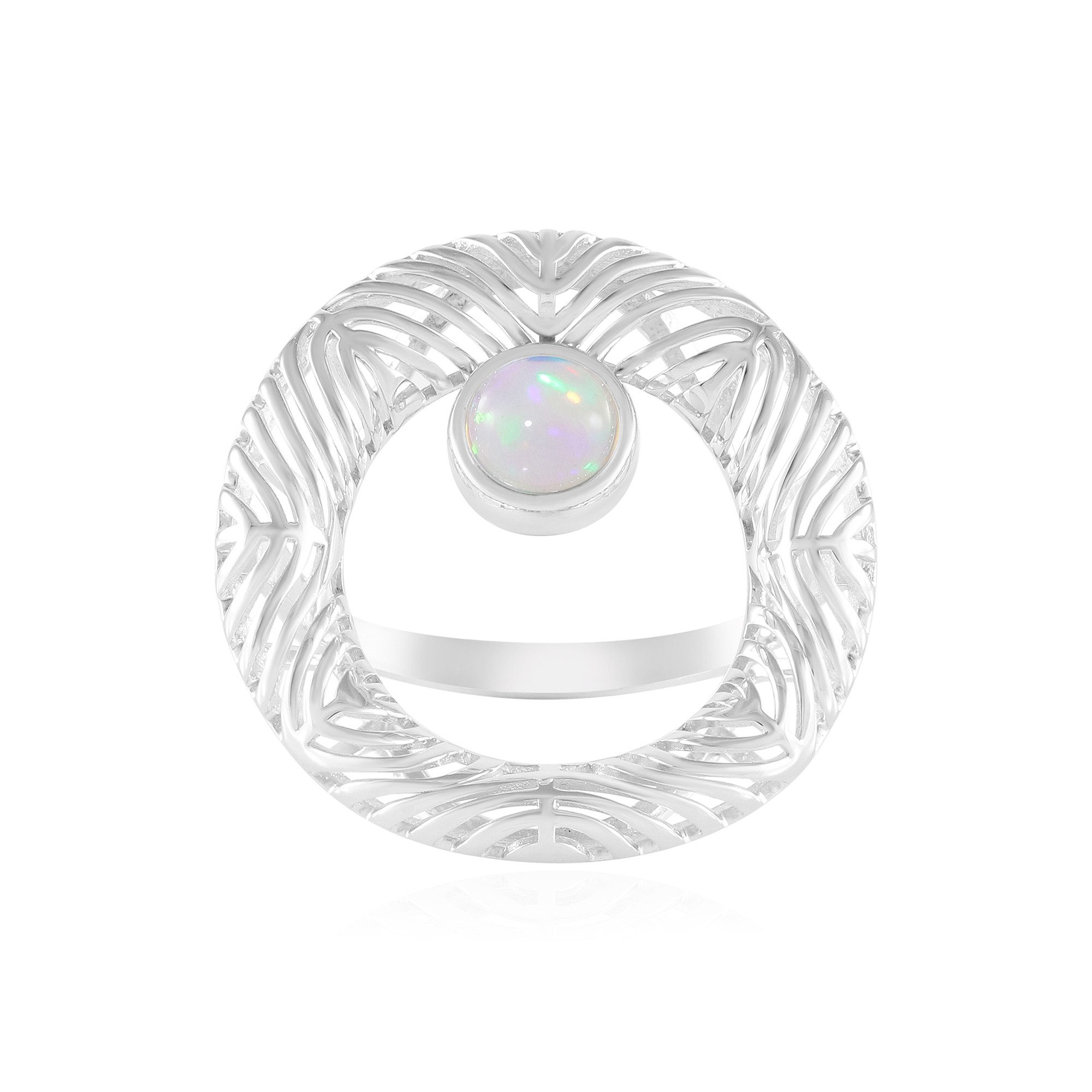 Cavill Solitärring Welo-Opal-Ring aus Rhodium-beschichtetem Sterlingsilber (1-tlg)