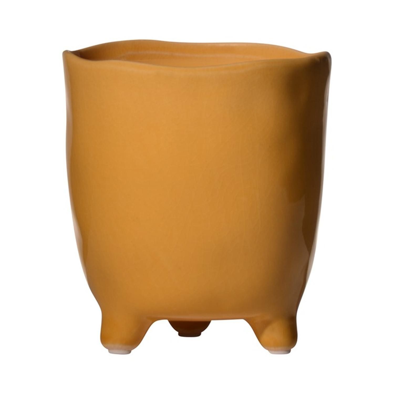 INNA-Glas Blumentopf Keramik Catia mit Füßen, orange-braun, 10cm, Ø12cm