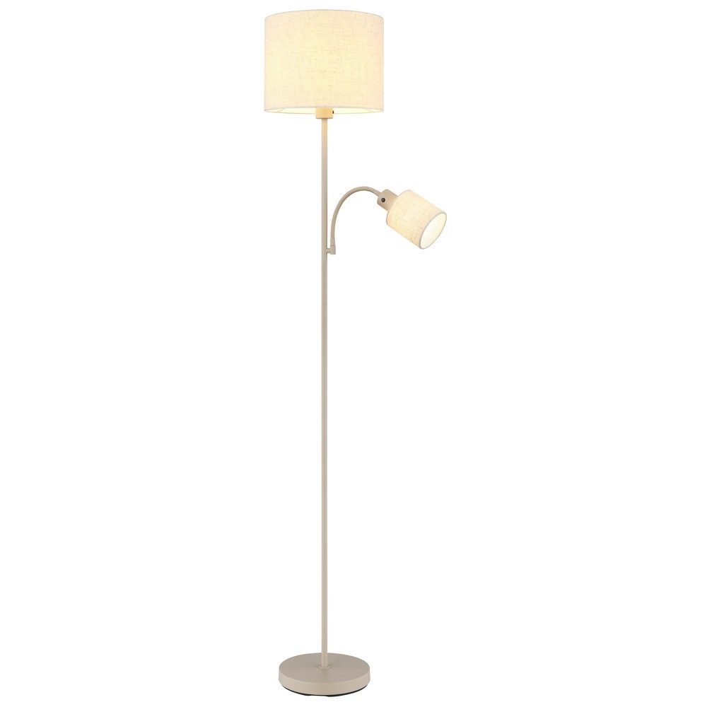 GLOBO LIGHTING Stehlampe, Leuchtmittel nicht inklusive, Stehleuchte Textil Wohnzimmerlampe Lesearm verstellbar Beige H 165 cm