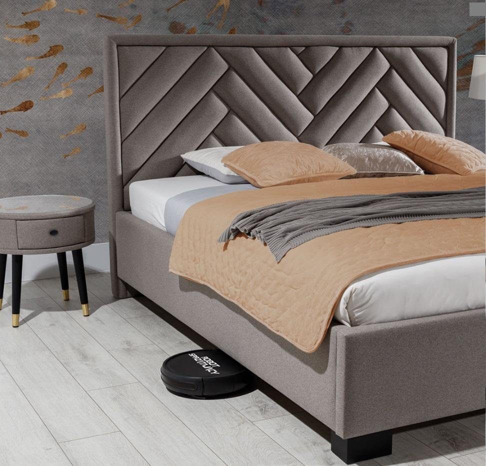 JVmoebel Bett, Möbel Braun Bett Taupe Polster Luxus Betten Schlafzimmer Möbel