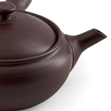 teayumi Teekanne IKEBE-SAN Kyusu Keramikkanne 250 ml Rotbraun, 250 l, (2-teilig), Integriertes Edelstahlsieb