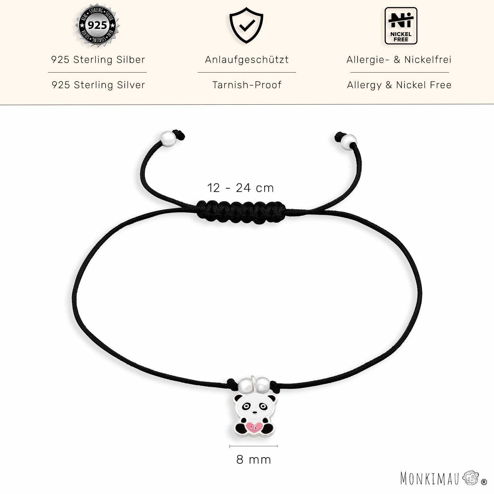Monkimau Silberarmband Schmuck mit Panda Silber (Packung) Armband Anhänger Damen