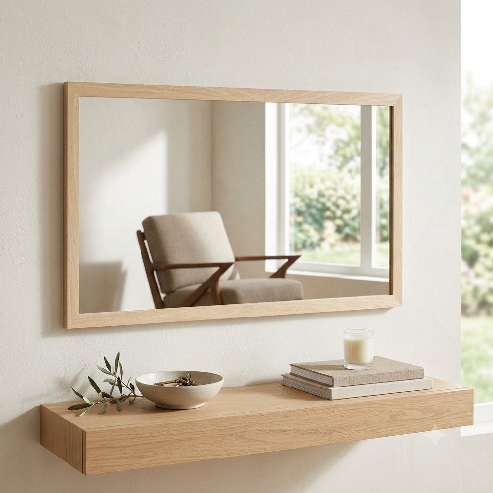LebensWohnArt Wandspiegel Eleganter Spiegel ARIZONA 75x45cm Wandspiegel natural Holzrahmen