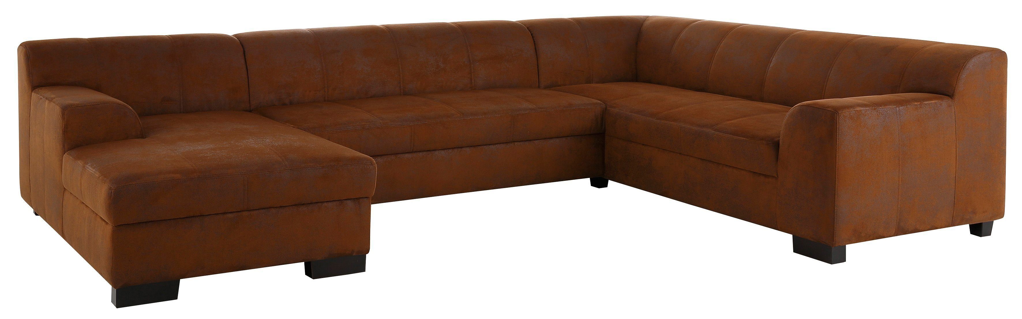 Home affaire Wohnlandschaft Falk klare Linien, zeitlos und komfortabel, U-Form, mit Federkern und wahlweise mit Bettfunktion