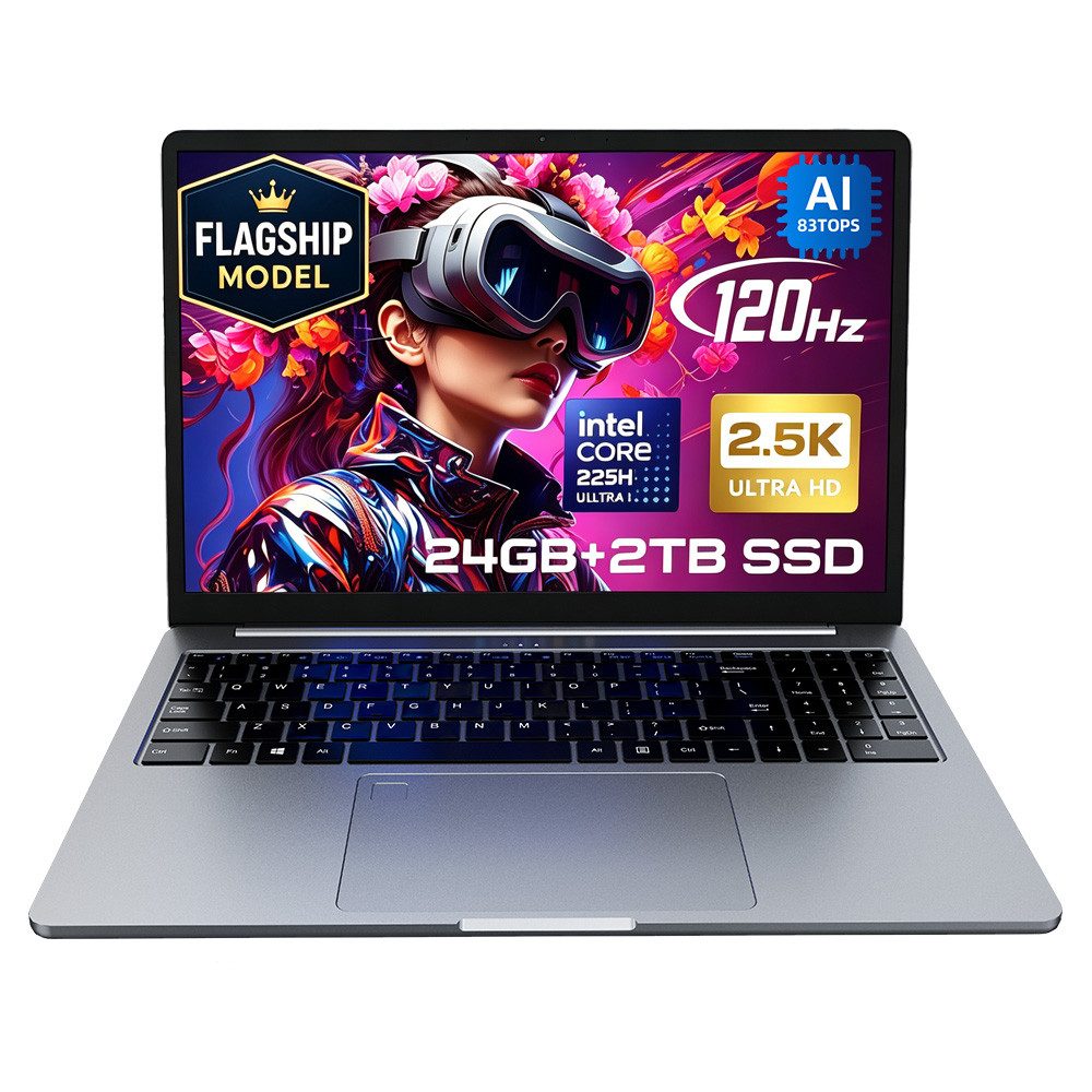 Ninkear 16" IPS AI Laptop,Intel Core Ultra 5 225U,24 GB DDR5 RAM,2 TB SSD Business-Notebook (lntel Intel® Core™ Ultra 5 225H Intel Core Ultra 5 225U, Intel® Arc™ 130T GPU, 24 GB, 2024 GB SSD, Fingerprint, QWERTY-Tastatur Layout, Windows 11)