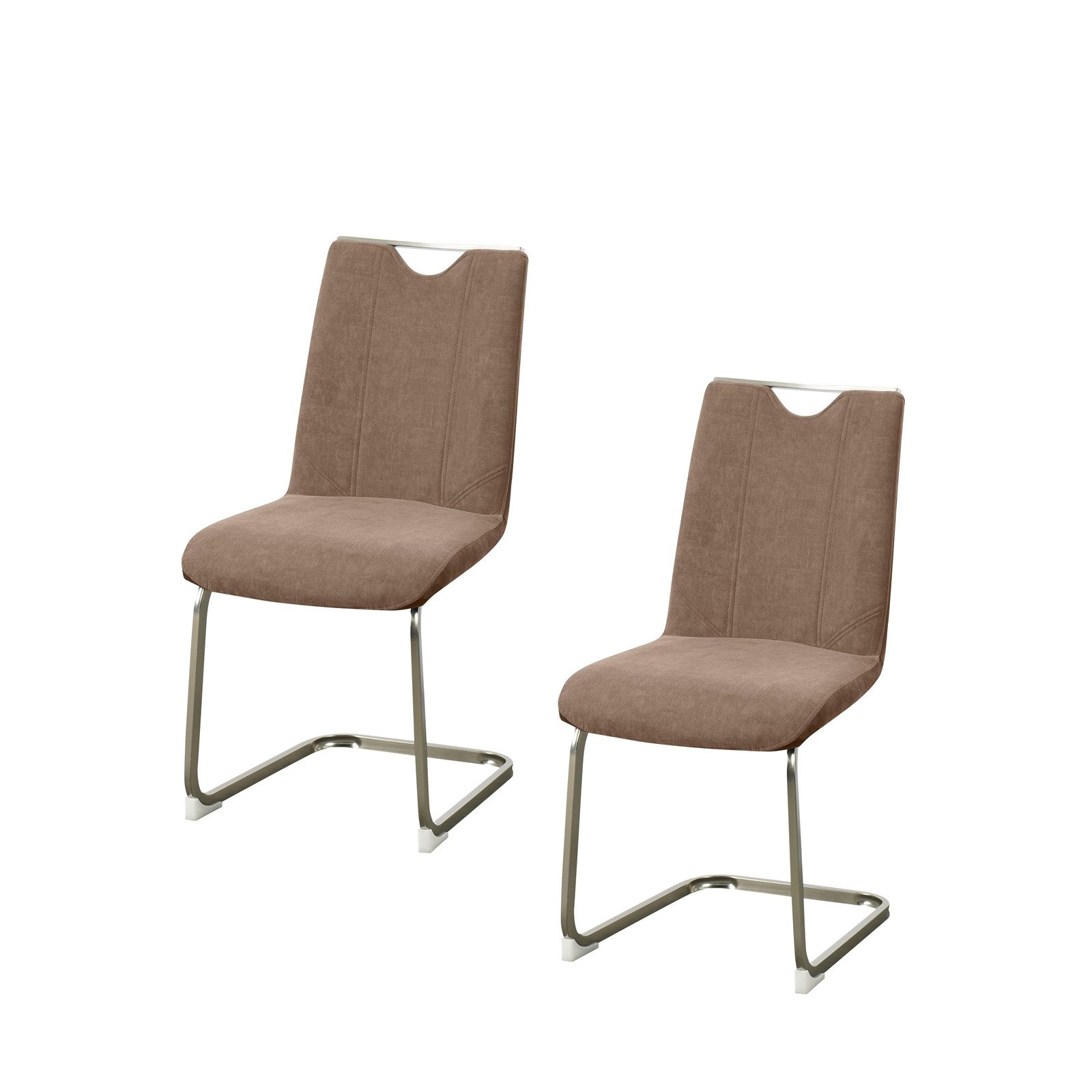 Freischwinger Schwingstuhl Taupe/Antikhellbraun 2er Set Emrys