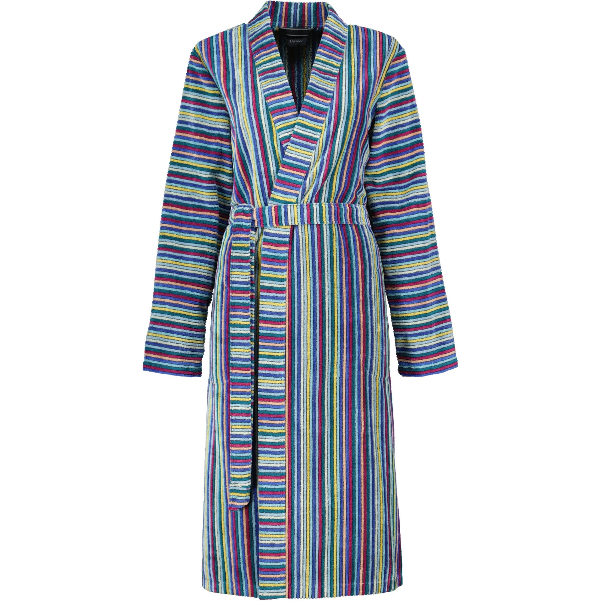 Cawö Damenbademantel Streifen 6217 Kimono Velours, Kimono, 100% Baumwolle, extraleicht