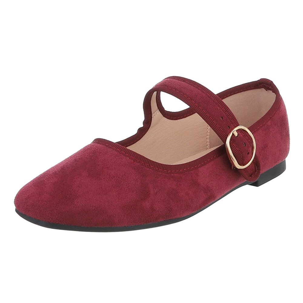 Ital-Design Elegante Flats mit Riemen für Damen – ideal für Alltag Schnürpumps (91554670) Blockabsatz Riemchenballerinas in Weinrot