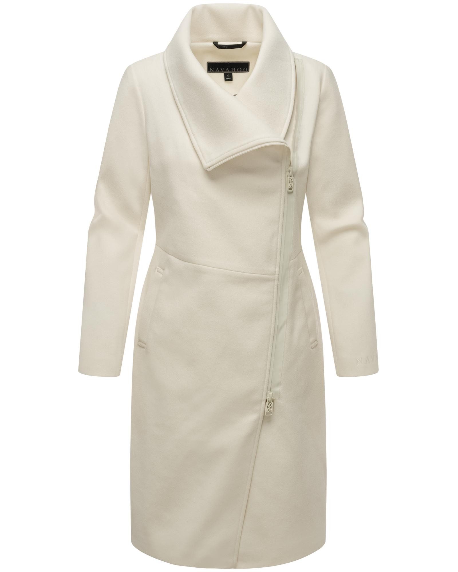 Navahoo Kurzmantel Samtrose 14 Mantel in Woll-Optik mit asymmetrischem Reißverschluss