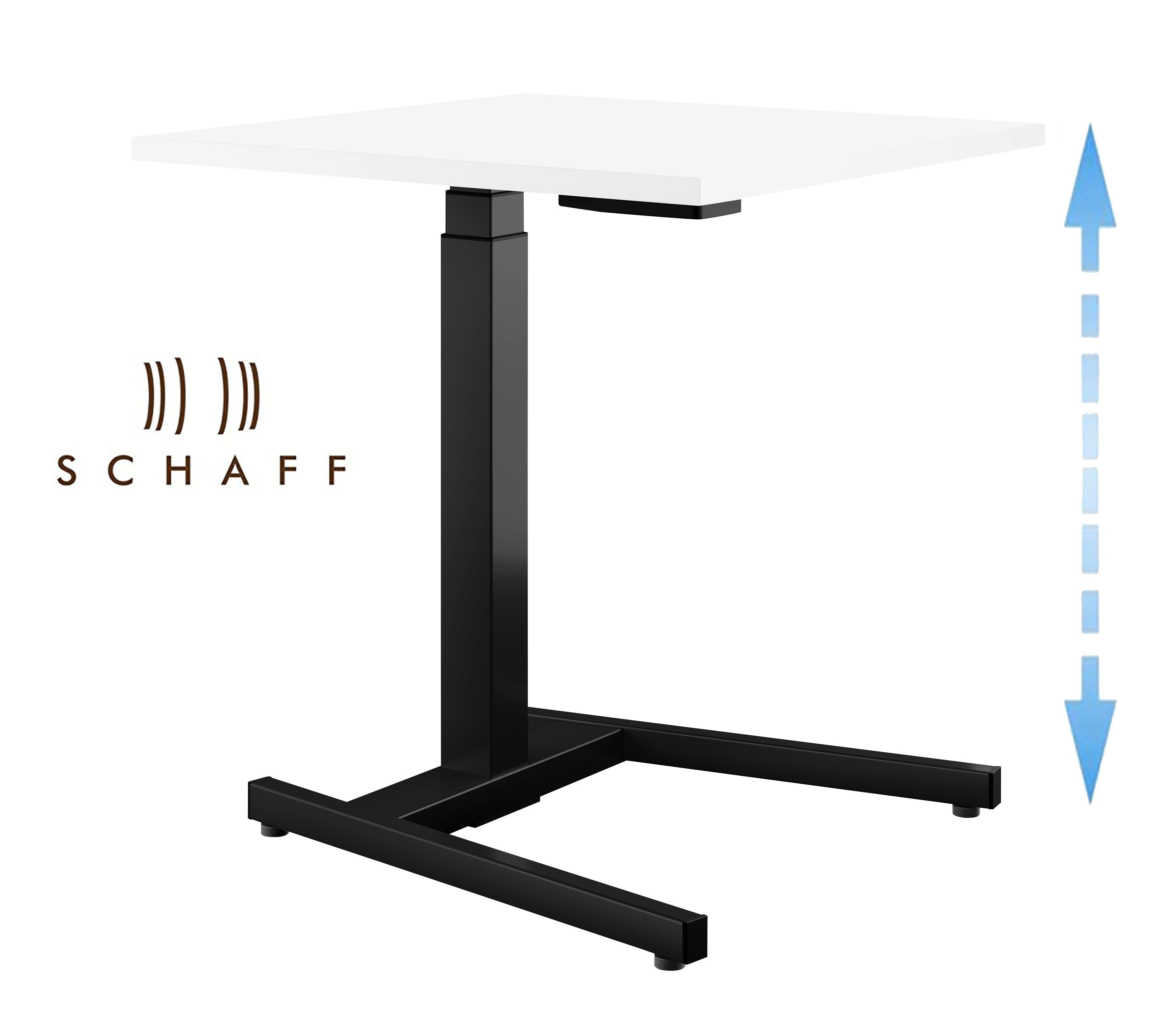 Schaff Schreibtisch Master, mit Gasfeder, 68 bis 118 cm, 100x65 cm, Schwarz / Silber