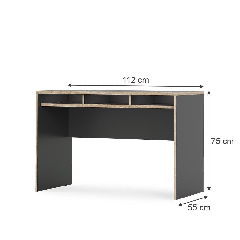 Vicco Schreibtisch Tetrix, Anthrazit/Nordik, 112 x 55 cm mit 3 Fächern (1-St)