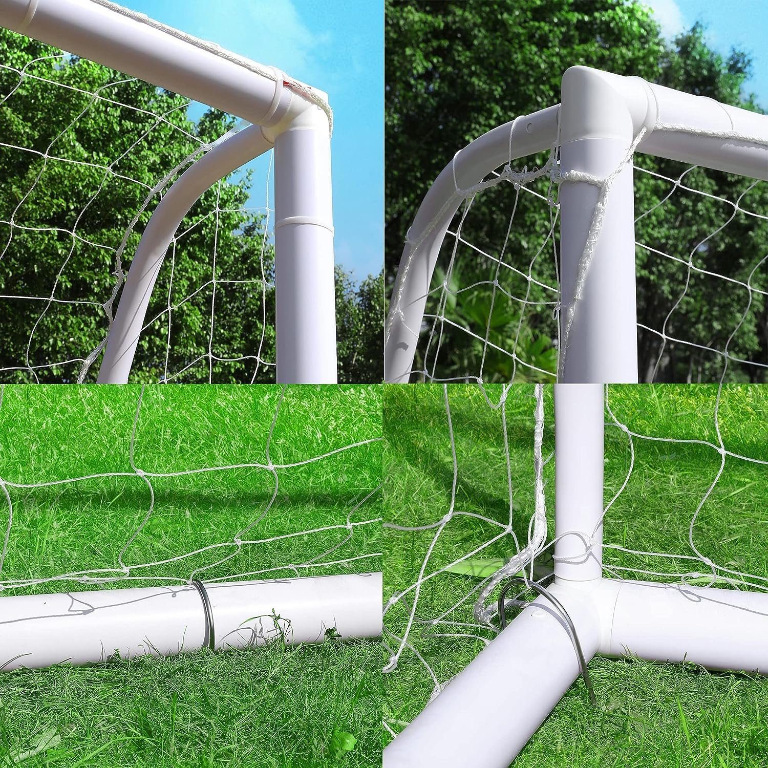 TLGREEN Fußballtor Verdickter PVC-Rahmen mit Schnappsystem (244 x 155 x 90 cm, 1 St., Einfache Montage, Fussballtore für den Garten oder Park, weiß)