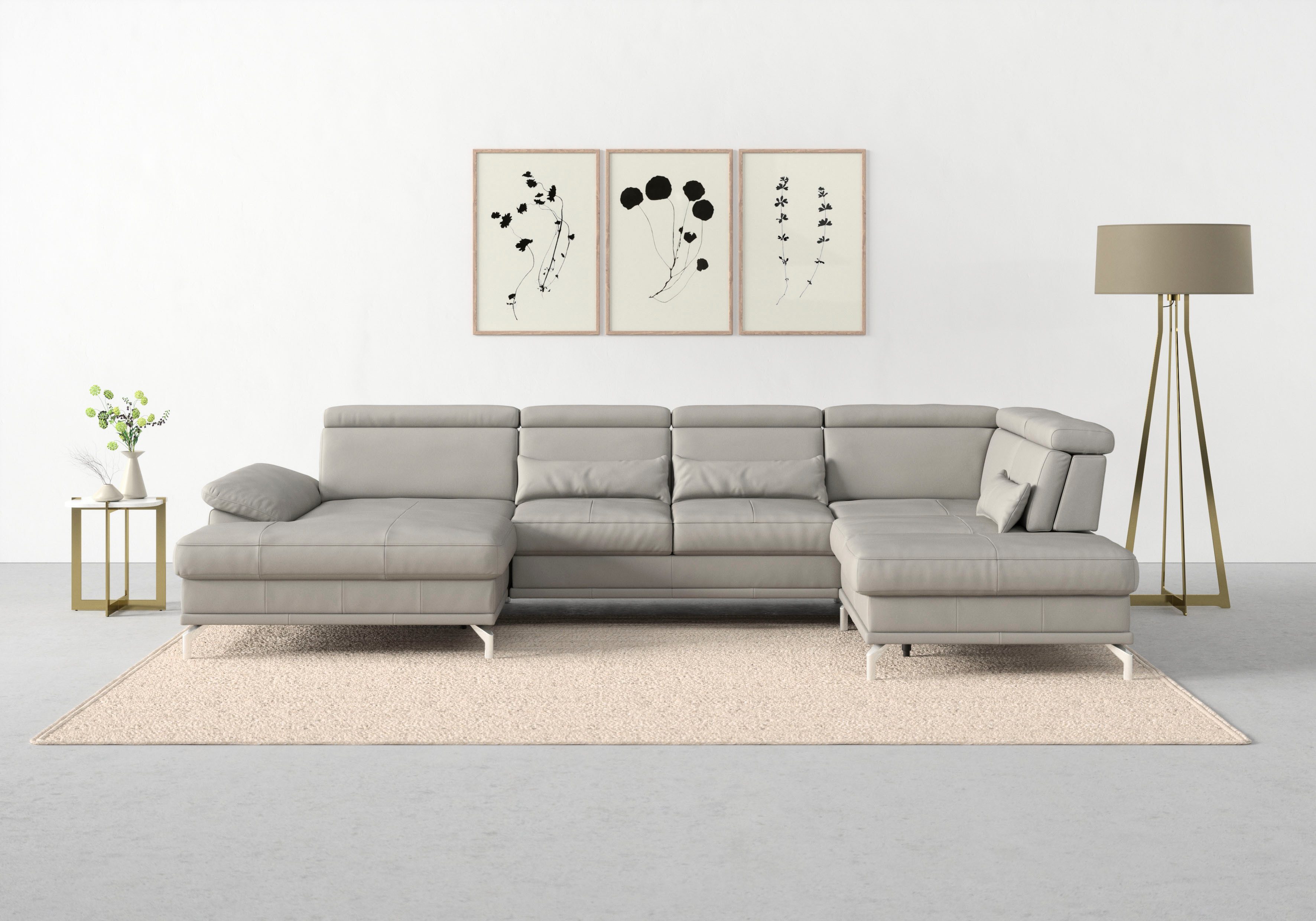 sit&more Wohnlandschaft Cabrio U-Form, B: 359 cm, mit Sitztiefen-, Arm- & Kopfteilverstellung, 3 Nierenkissen, Federkern, optional Bettfunktion und Stauraum