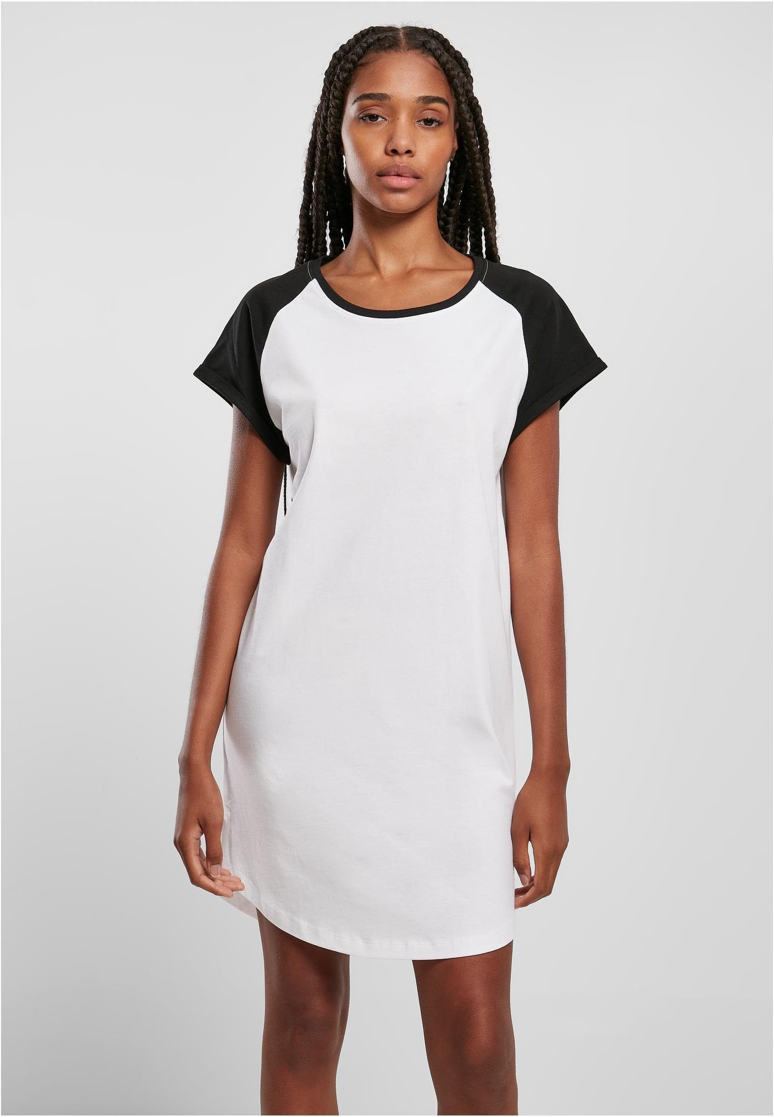 URBAN CLASSICS Sweatkleid Ladies Contrast Raglan Tee Dress XS bis 5XL