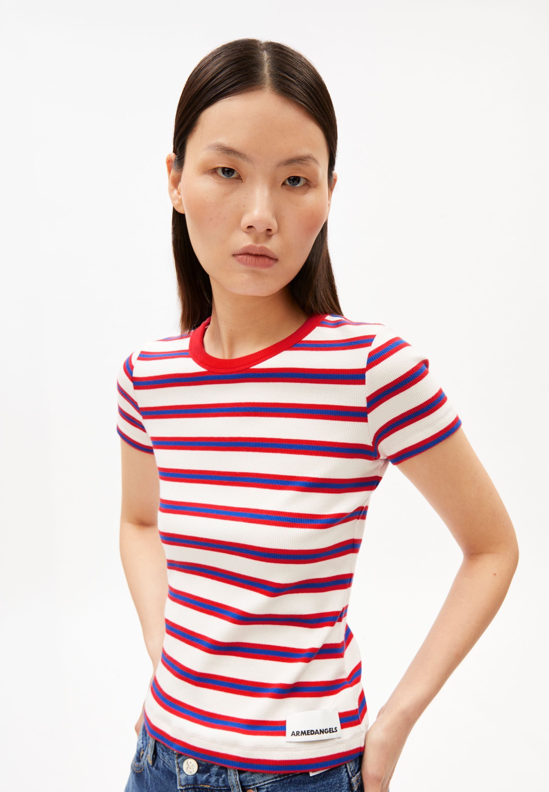 Armedangels T-Shirt KARDAA STRIPES Ripp-T-Shirt aus Bio-Baumwoll Mix Slim F günstig online kaufen
