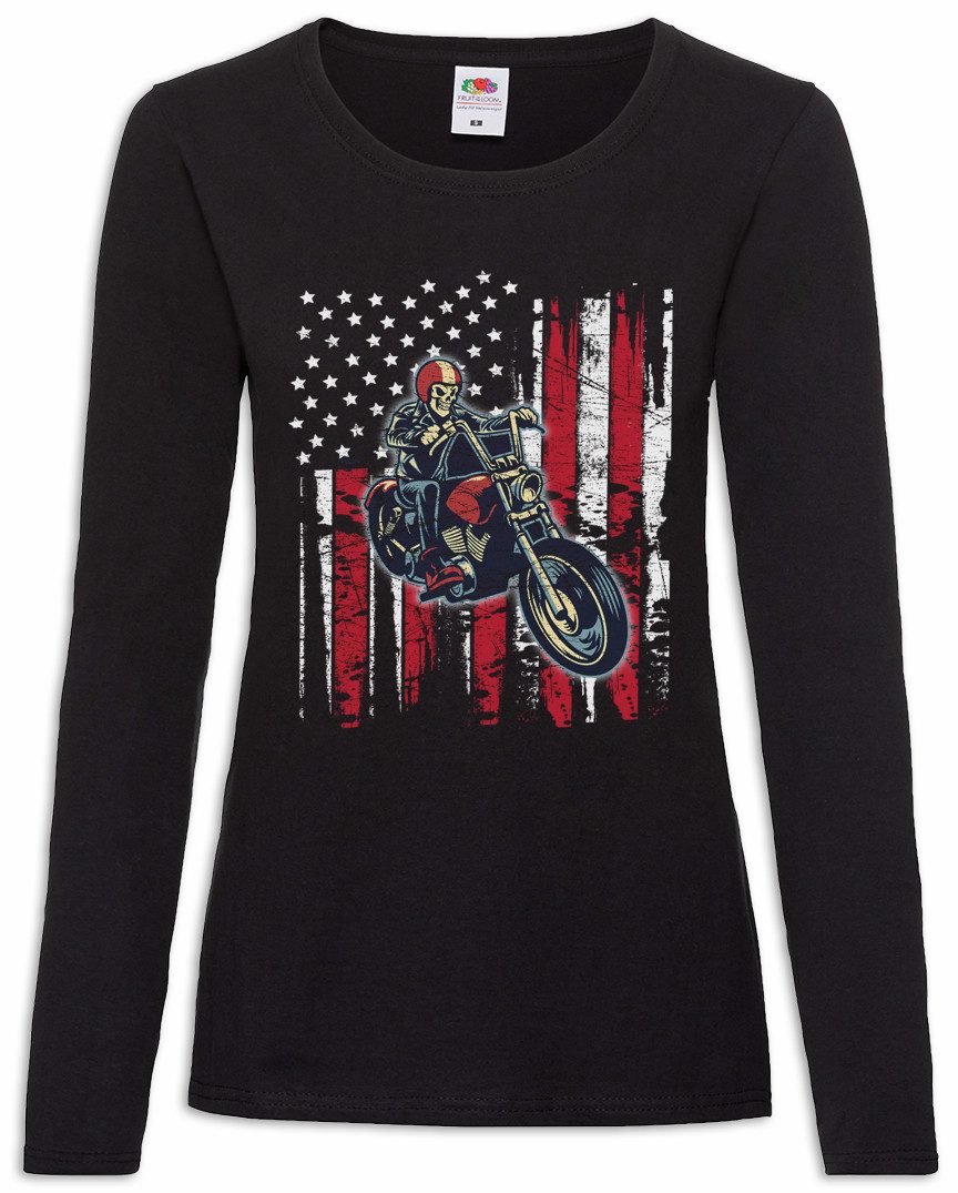 Langarmshirt Skeleton Biker Damen Langarmshirt Biker Club MC Rocker Adler Eagle
