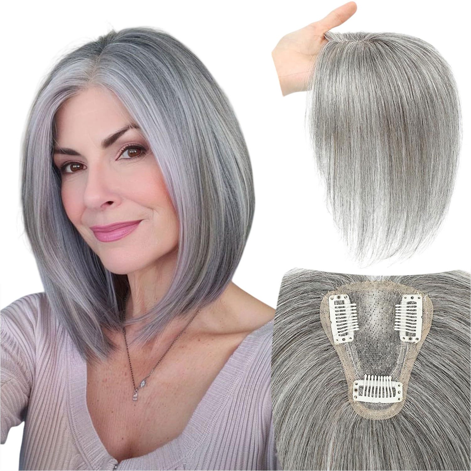 Refttenw Echthaar-Extension Clip-In-Topper-Haarverlängerungen,Echthaar Hair Topper für Frauen