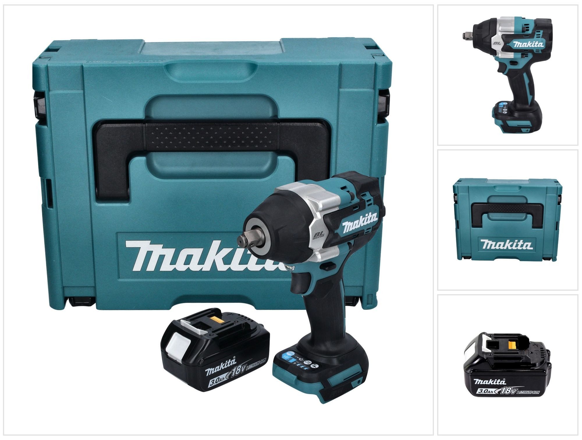 Makita Akku-Schlagschrauber DTW 700 F1J 18 V 700 Nm 1/2" XPT Brushless + 1x Akku 3,0 Ah + Makpac