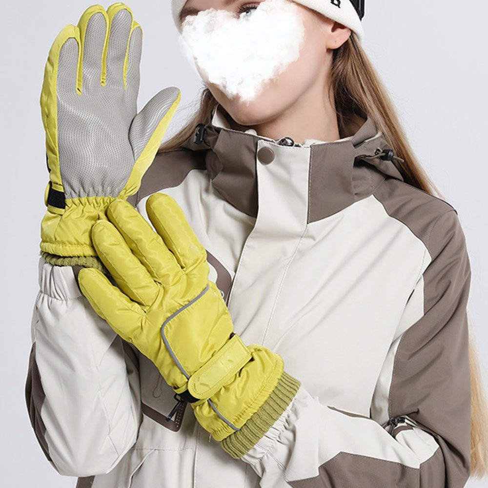 LAKKEC Skihandschuhe Gepolsterte und verdickte warme Outdoor-Handschuhe für Männer Frauen Grau Männer Gelb Damen