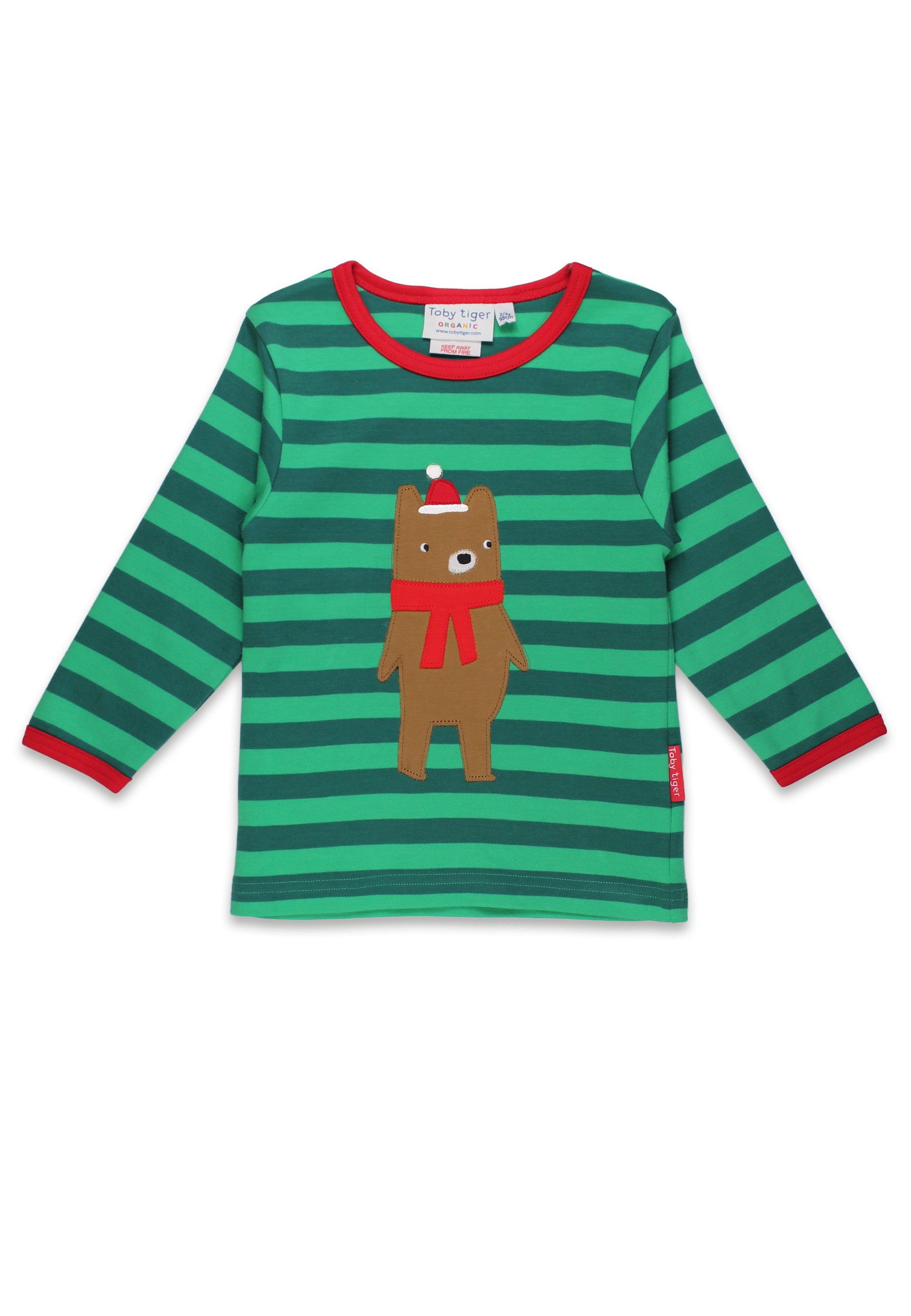 Toby Tiger Langarmshirt Langarmshirt mit Weihnachtsbär Applikation
