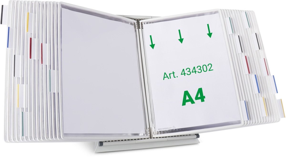 Fächermappe Wandsichttafelsystem Pult A4 grau Metall mit 30 Sichttafeln A4 weiß