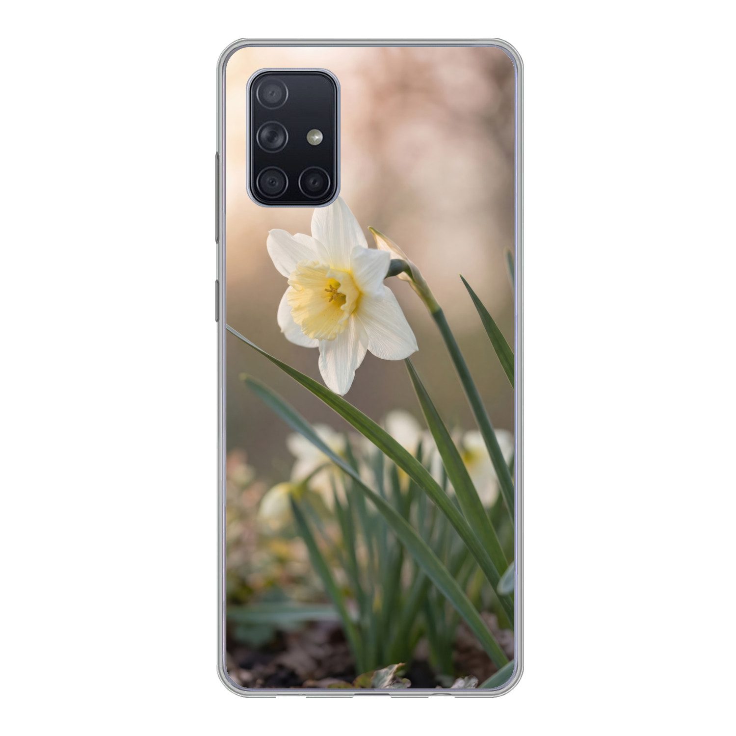 MuchoWow Handyhülle für Samsung Galaxy A51 Narzisse - Blume - Minimalistisch, Smartphone-Bumper, Print, Handy Schutzhülle Dünn
