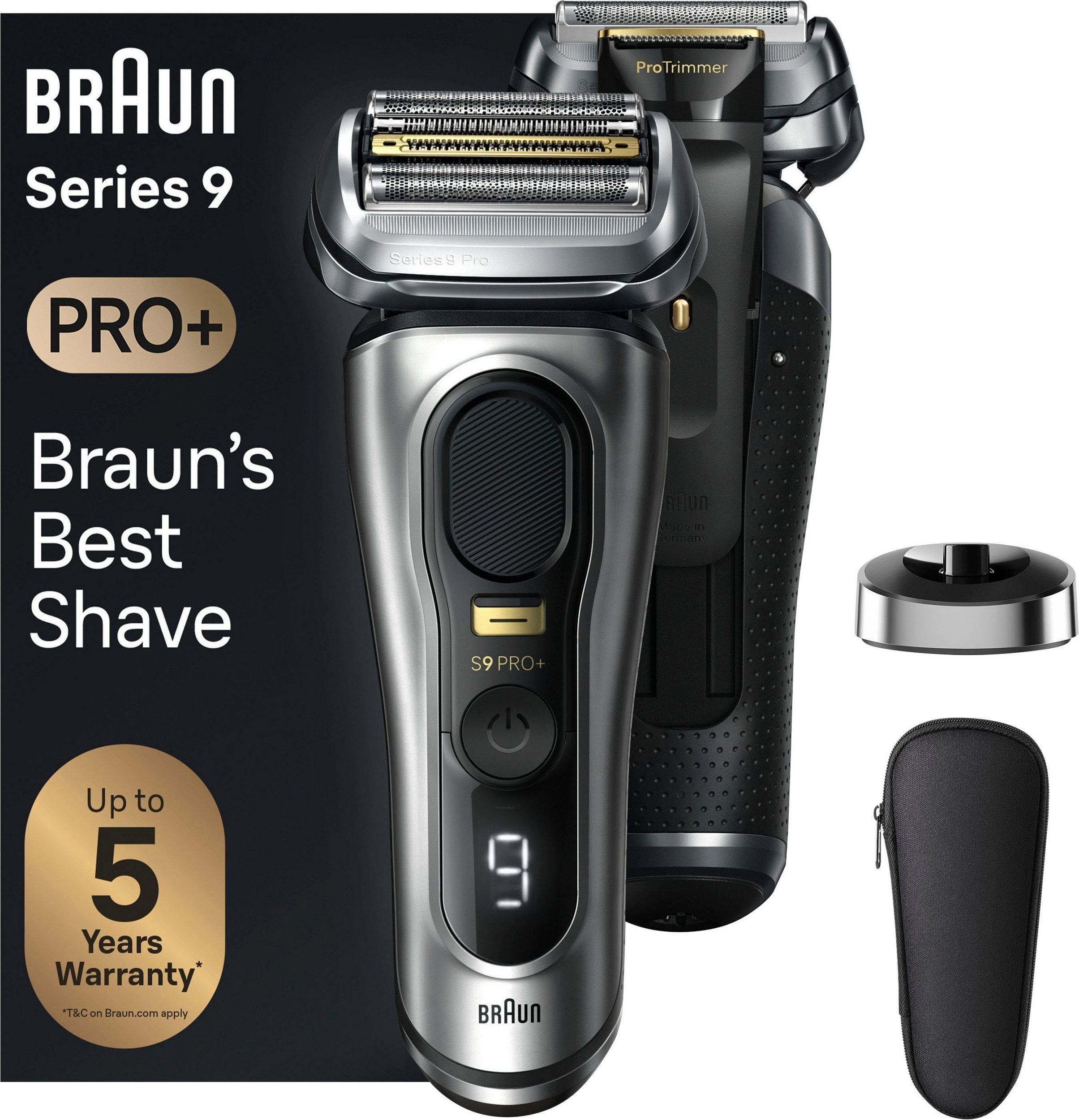 Braun Elektrorasierer Series 9 Pro+ 9517s, Precision ProTrimmer, Nassrasierer, Active Quattro Head