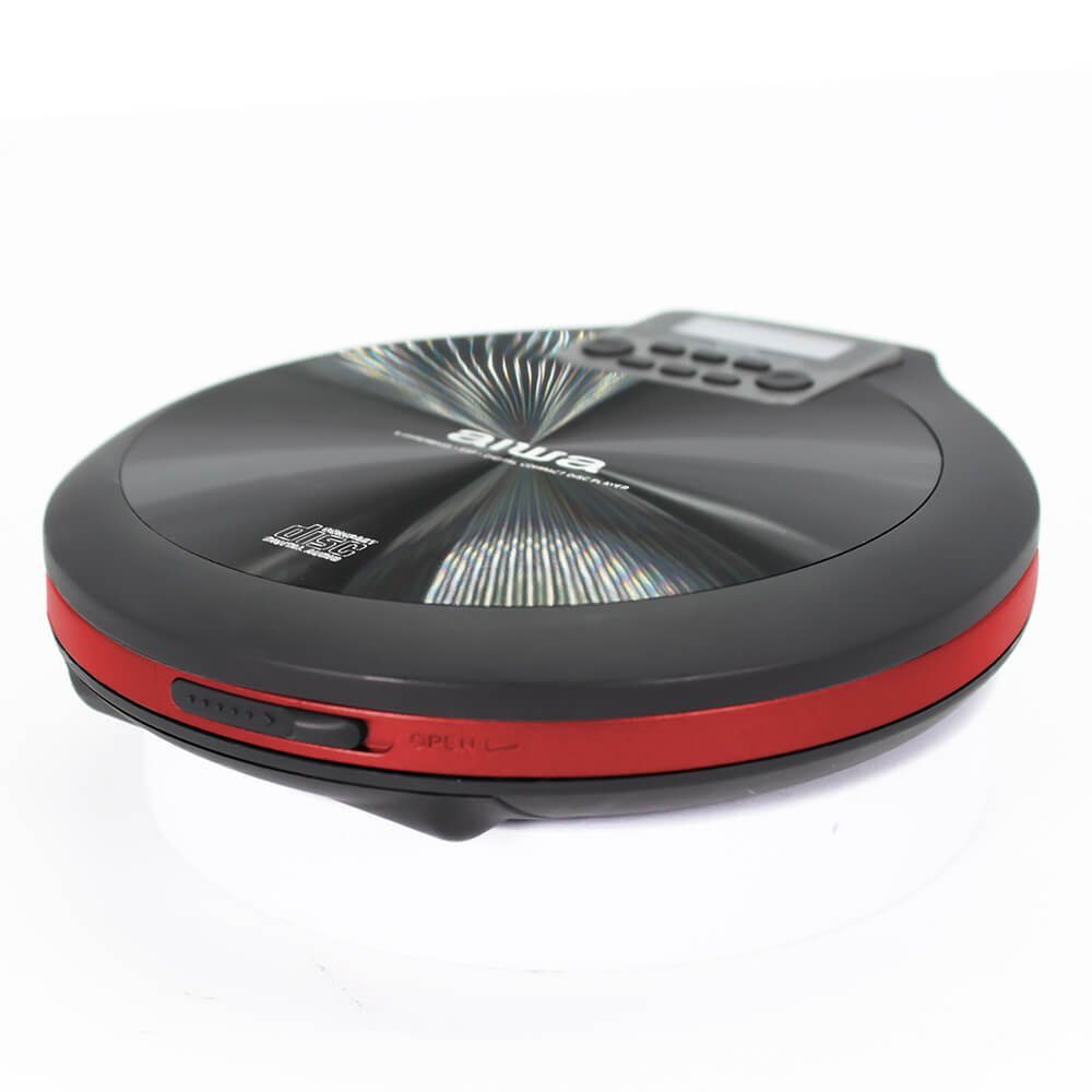 Aiwa PCD-810BK tragbarer CD/CD-R/MP3 Tasche, rot mit Spieler, ESP Earphones CD-Player und schwarz tragbarer