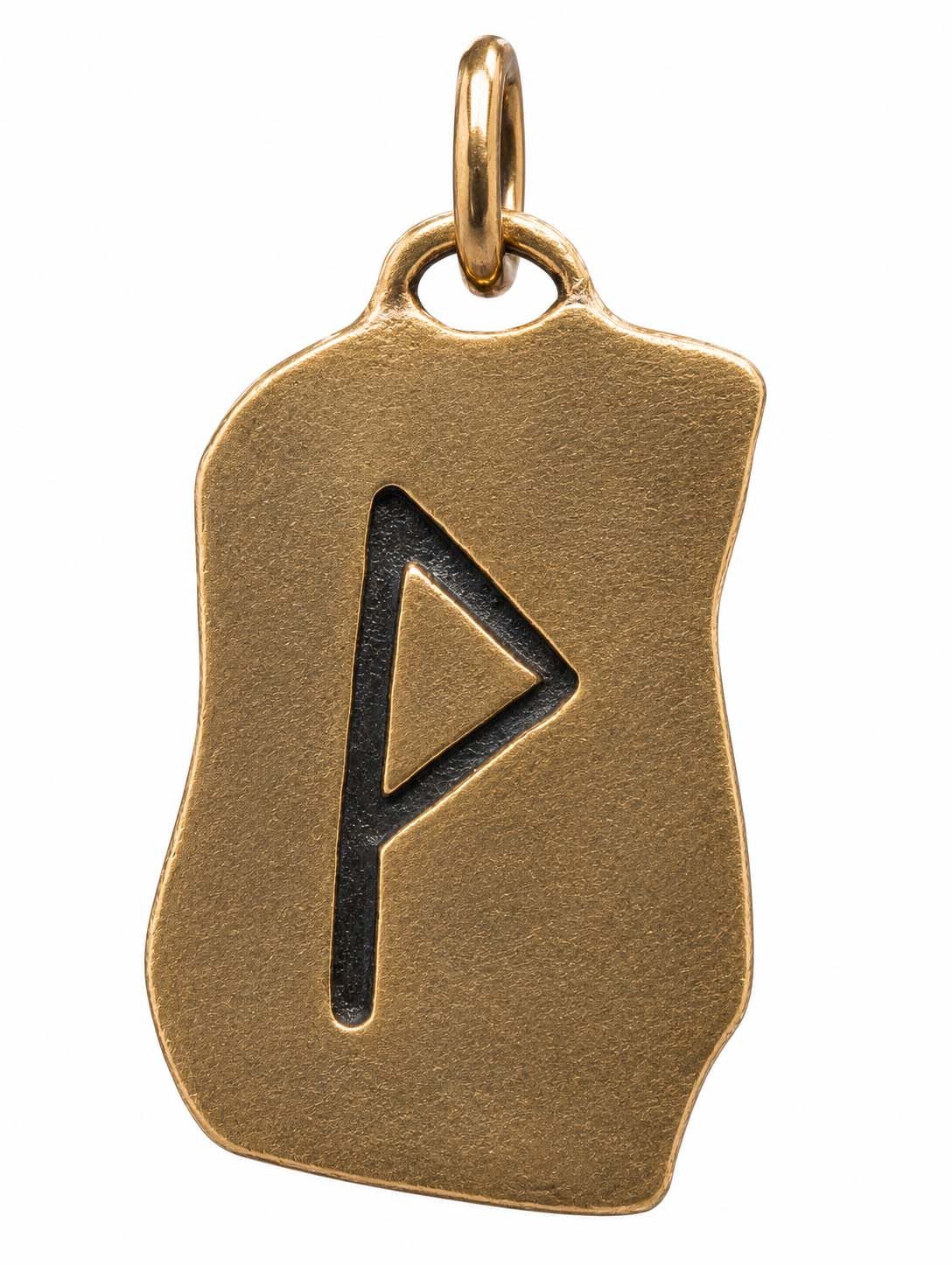 Kiss of Leather Kettenanhänger Rune Runen Anhänger Bronze Buchstabe W Wunjo / Wynn Glück