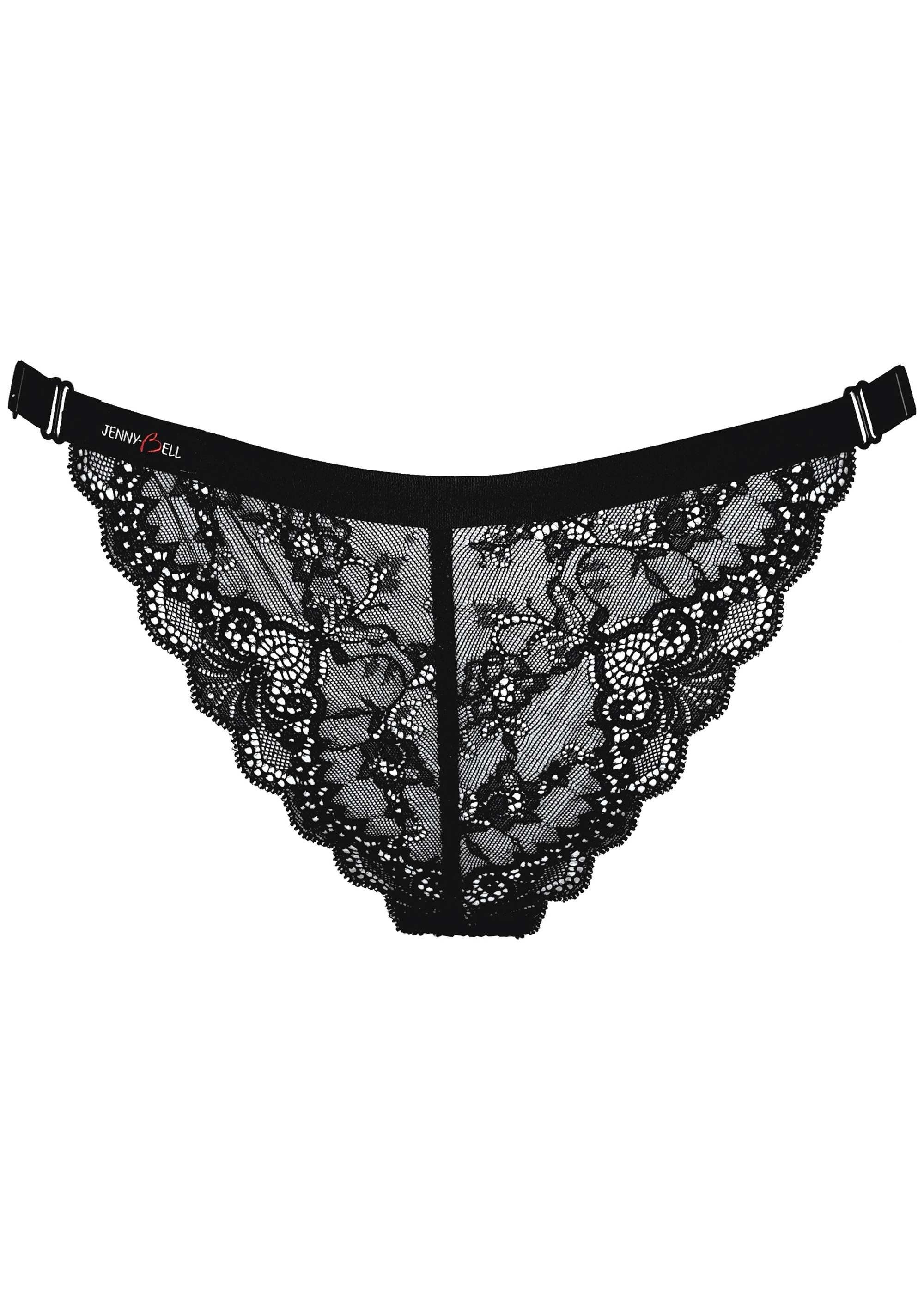 Jenny-Bell Brasilslip Playful Brasilan schwarz (Brazilian, 1-St., Spitze) passt nahezu jeder Größe da verstellbar