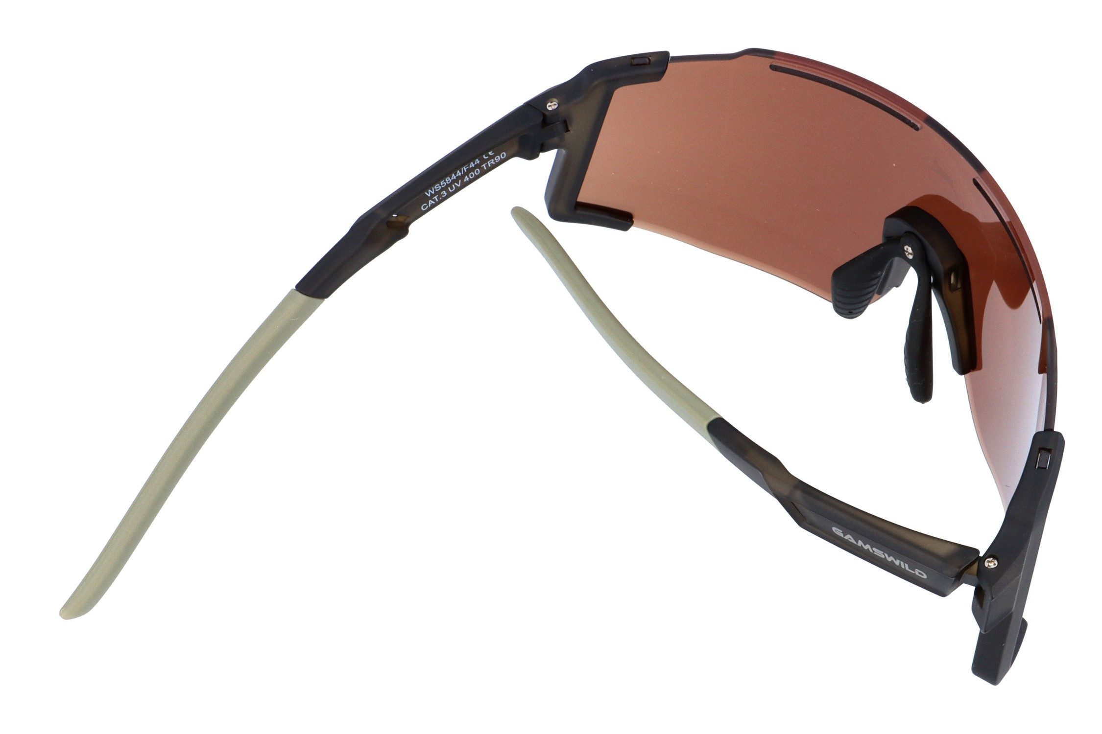 Gamswild Monoscheibensonnenbrille UV400 Sonnenbrille Skibrille Fahrradbrille eng anliegend Sportbrille WS5844 Damen, Herren, beere, grün, grau