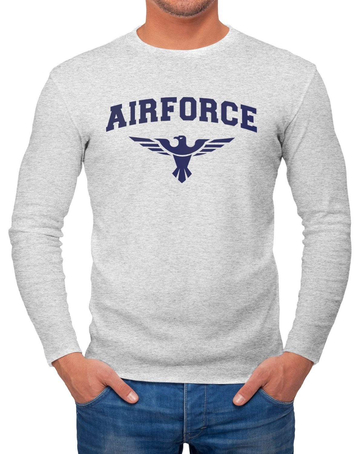 US Herren Airforce Neverless Longsleeve Fashion Streetstyle mit Militär Neverless® Print Army Langarm-Shirt Longsleeve Adler