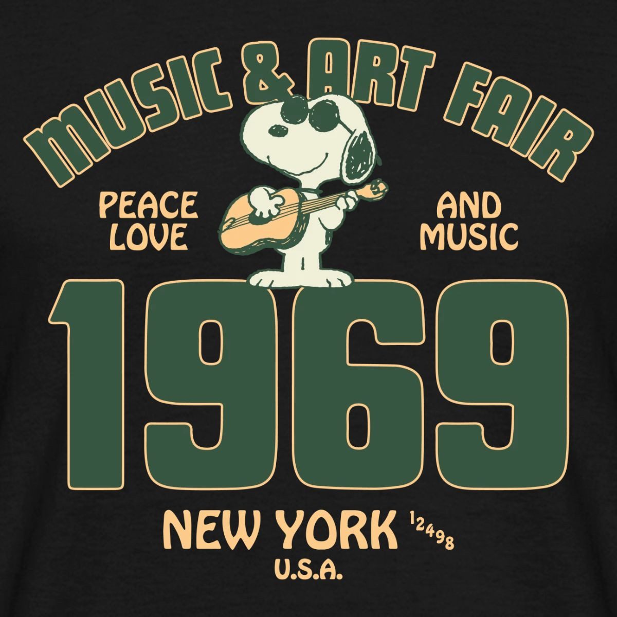 Spreadshirt T-Shirt Peanuts Snoopy Peace Love Music 1969 Männer T-Shirt (1-tlg)