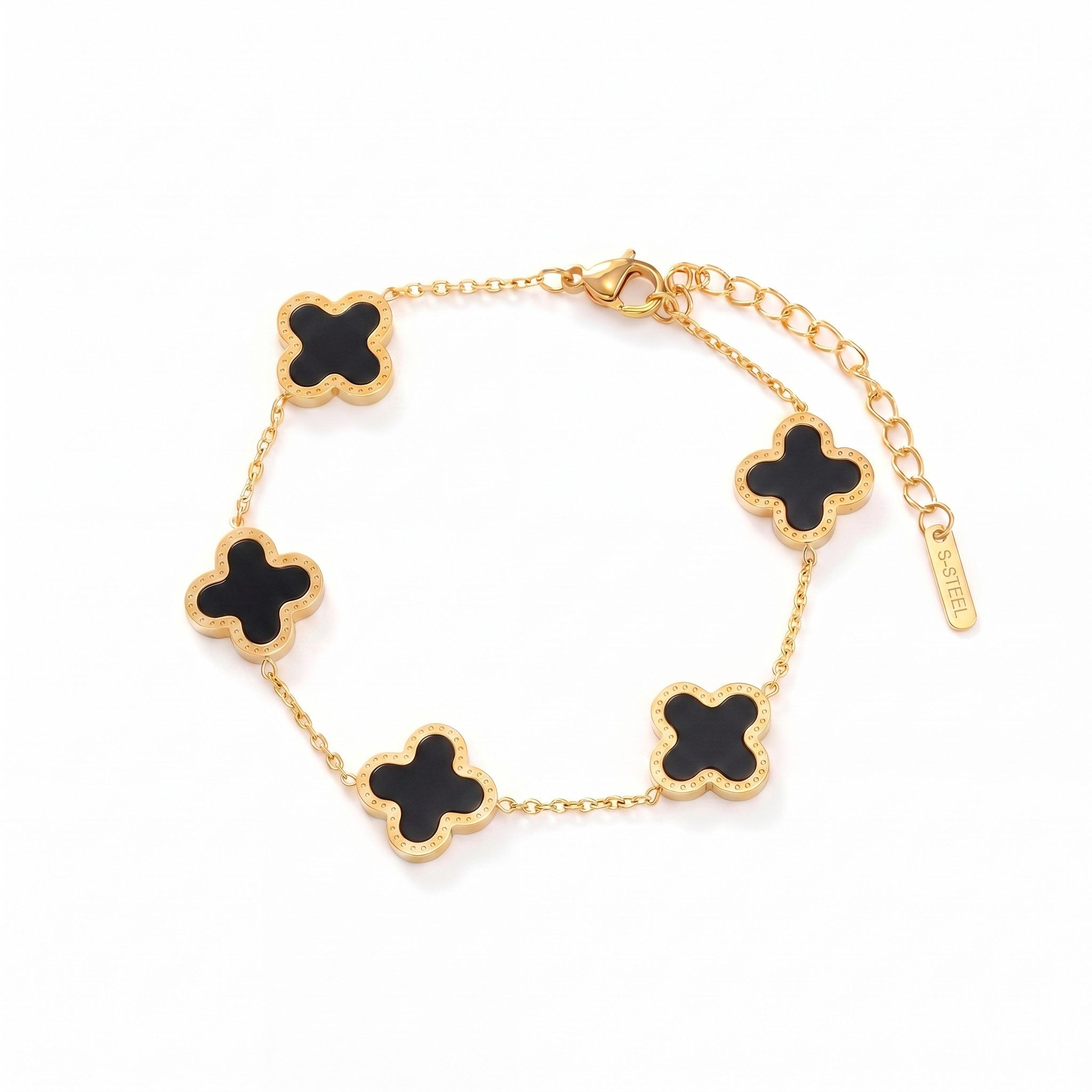 salazar.plus Gliederarmband Luxus Damen Armband Kleeblatt Gold Edelstahl vergoldet Perlmutt, Kleeblatt Armband Gold aus Edelstahl mit edlem Perlmutt-Besatz