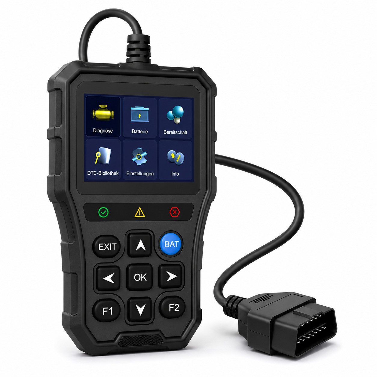 Tekoo OBD2-Diagnosegerät 2-in-1 OBD2 Diagnosegerät & Batterietester für Benziner Universal, Packung, Einzelgerät (Scanner inkl. Kabel und Anleitung), 2-in-1 Diagnose & Batterietester, I/M-Readiness für Abgasuntersuchung