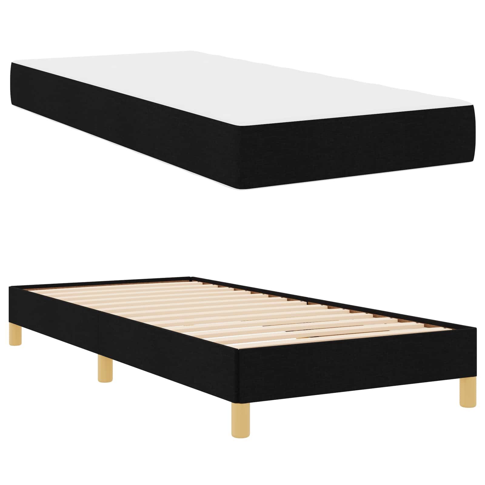 vidaXL Bett Boxspringbett mit Matratze Schwarz 80 x 200 cm Stoff (1-tlg) – Bild 5 von 5