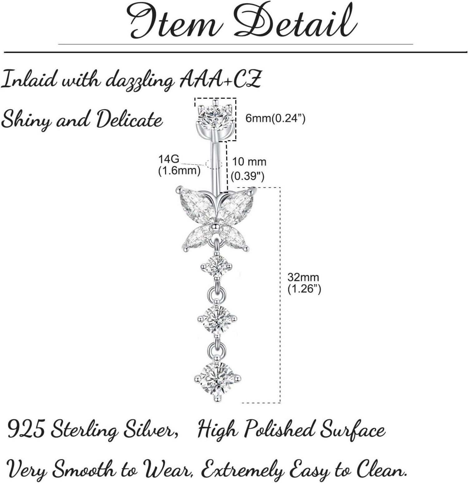 Besyvvin Bauchnabelpiercing 925 Sterling Silber Bauchnabelpiercing günstig online kaufen