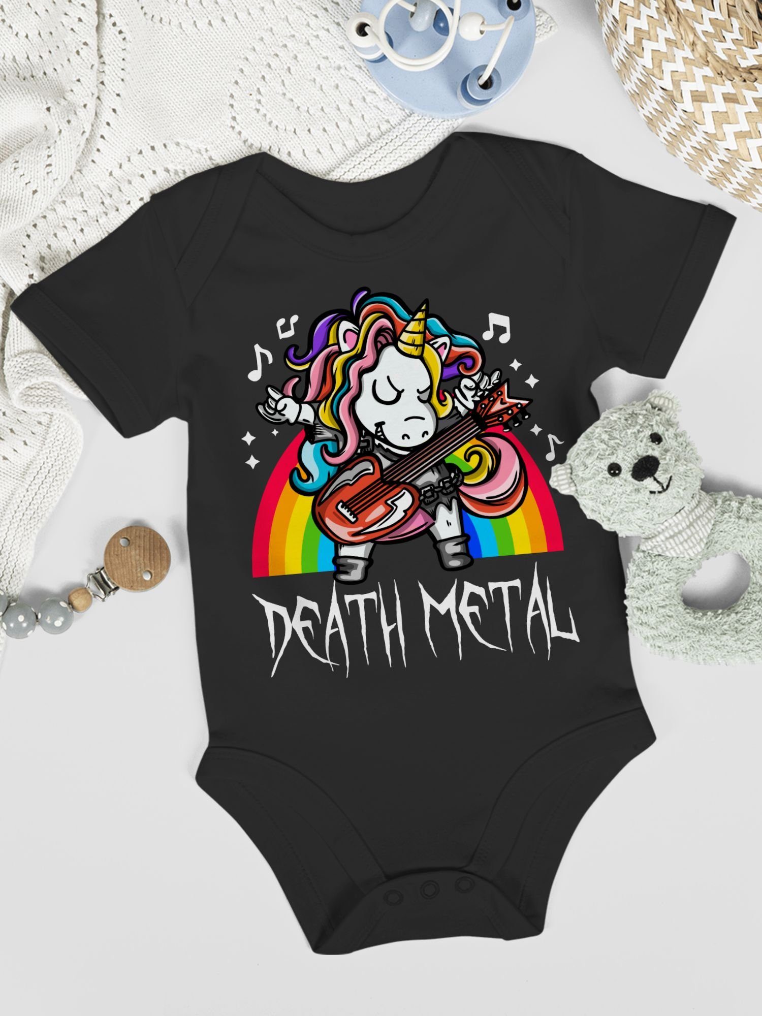 Shirtracer Shirtbody Death Metal Sprüche 1 Baby Einhorn Schwarz