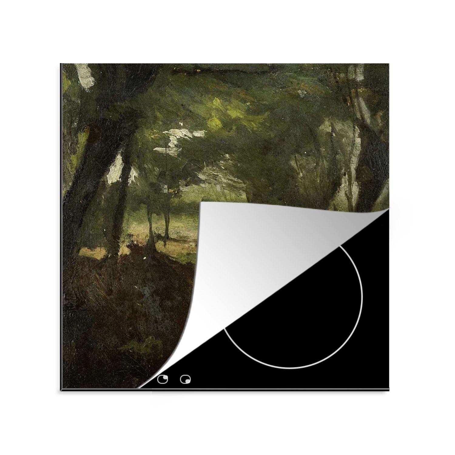 MuchoWow Herdblende-/Abdeckplatte Waldansicht - Gemälde von George Hendrik Breitner, Vinyl, (1 tlg), 78x78 cm, Ceranfeldabdeckung, Arbeitsplatte für küche