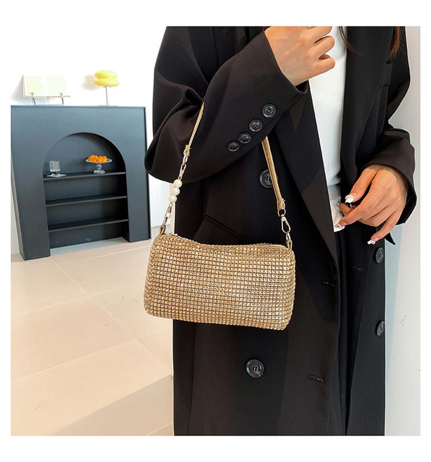 nsihing Clutch Elegante Abendtasche Damen Mit Glitzerndem Design
