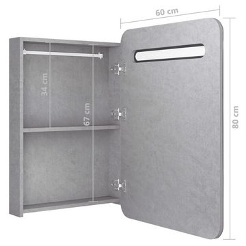 vidaXL Badezimmerspiegelschrank LED-Bad-Spiegelschrank Betongrau 60x11x80 cm (1-St)