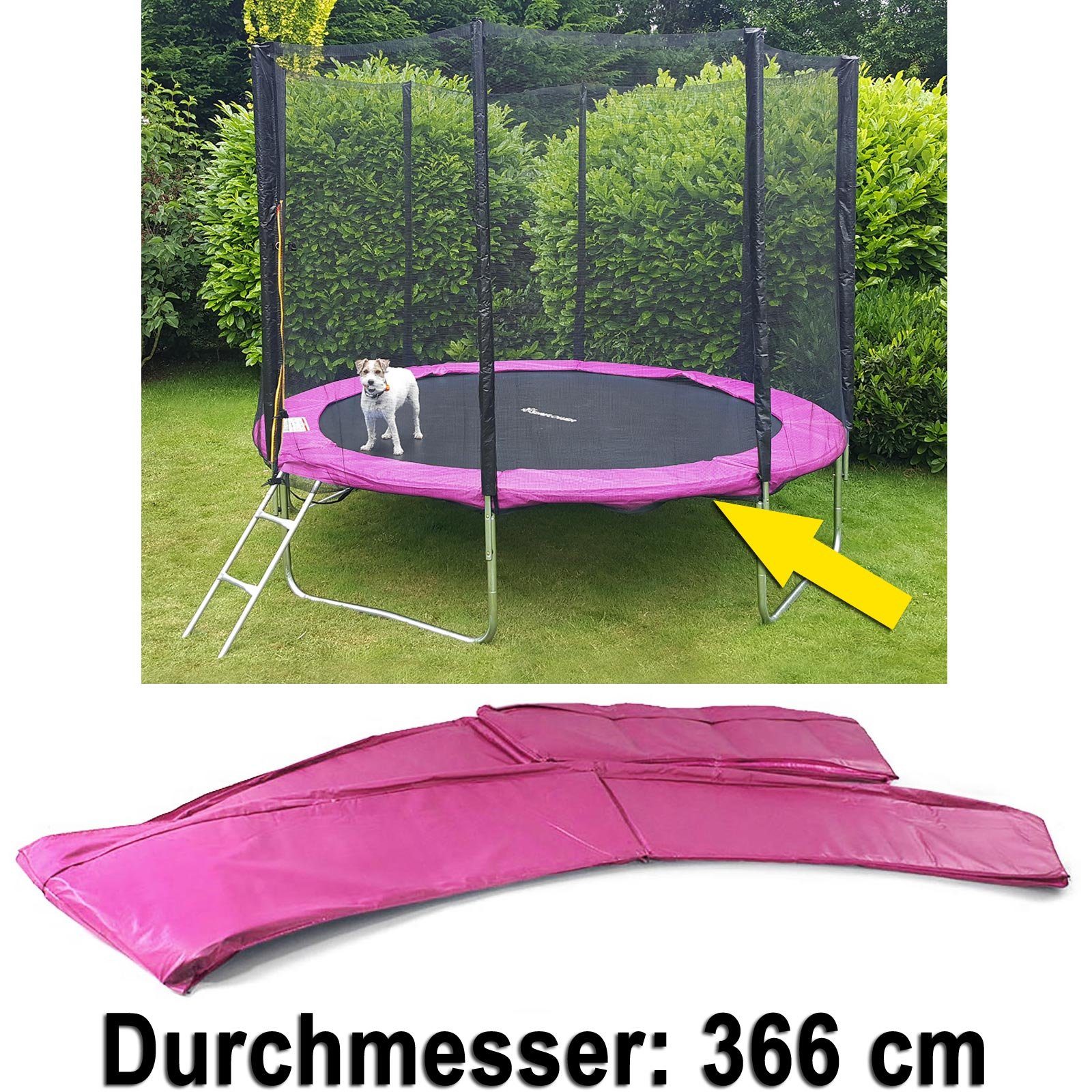 RAMROXX Trampolin-Randabdeckung Trampolin Schutz Rand Abdeckung für Sprungfedern 366 CM pink