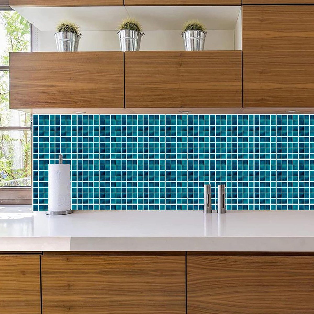 Jormftte Wandtattoo Wandfliesen Aufkleber,Stein-Effekt-Mosaik Fliesenaufkleber Küche Mehrfarbig 1 für