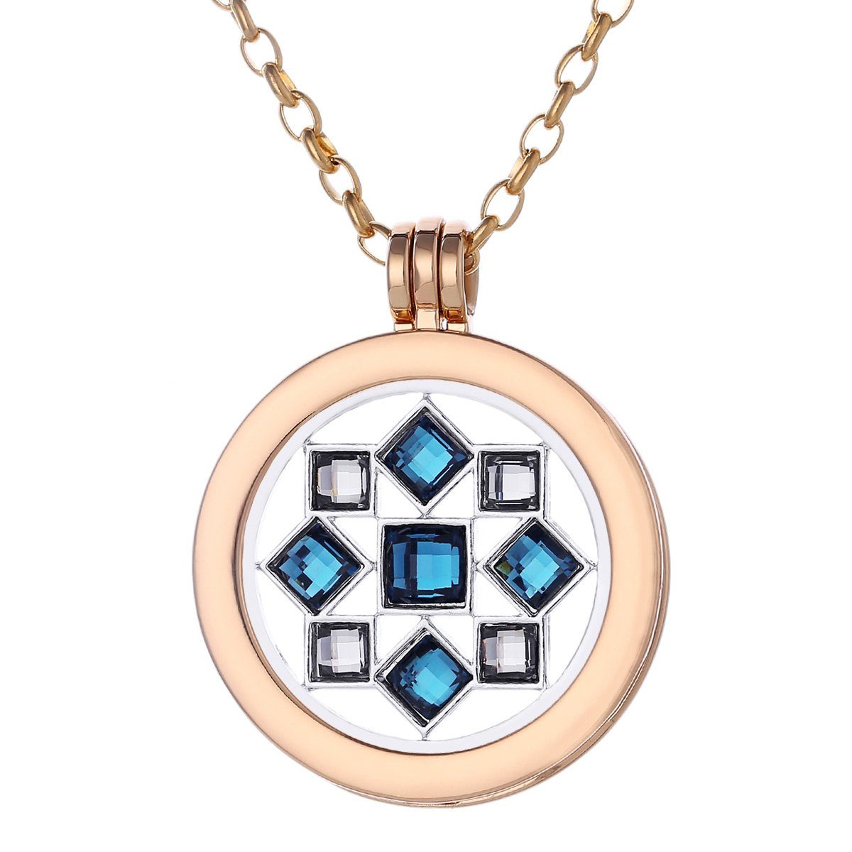 Kette mit Anhänger Halskette 70 cm gold mit Münzanhänger 33 mm