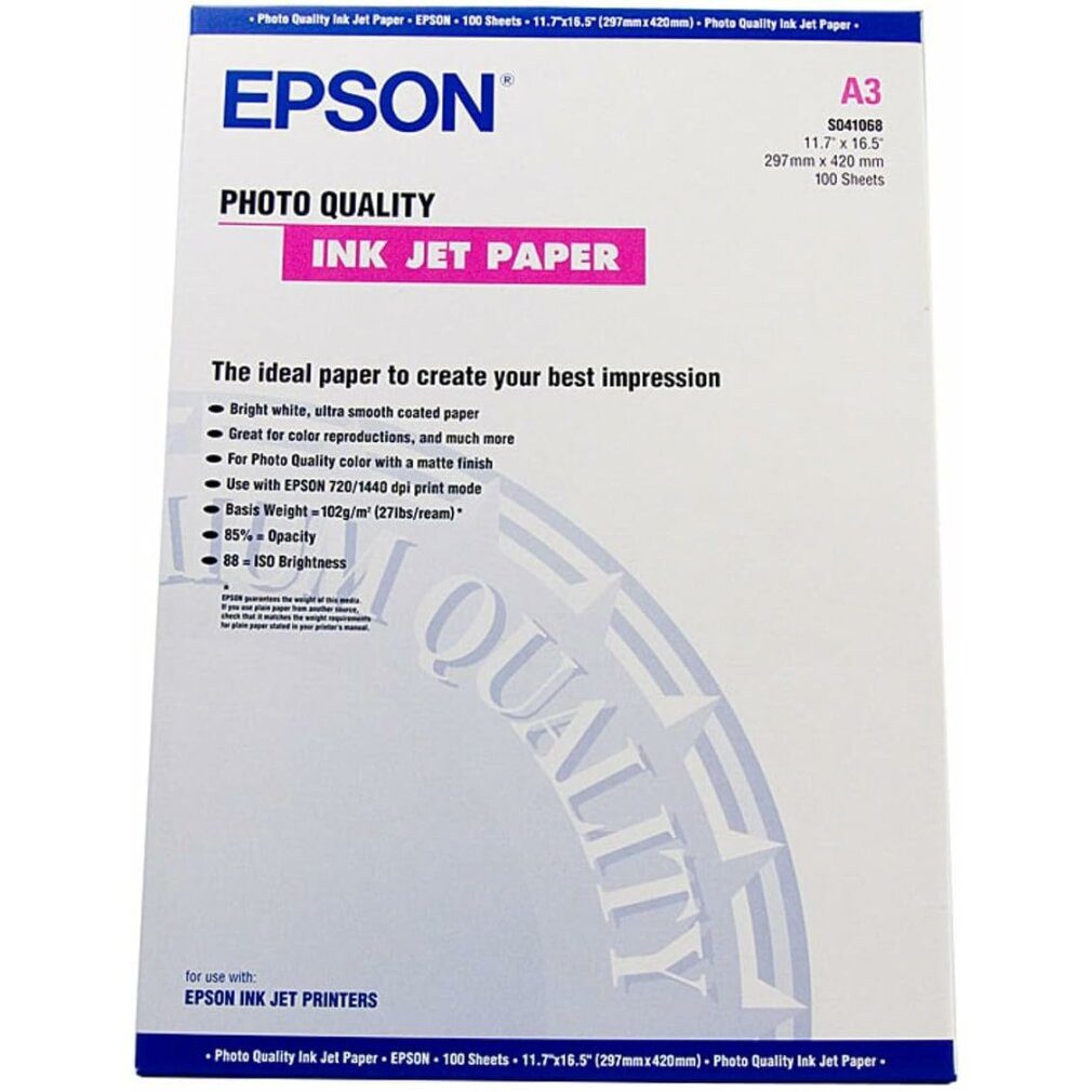 Epson Fotopapier Fotopapier C13S041068 DIN A3 matt 102 g/qm 100 Blatt