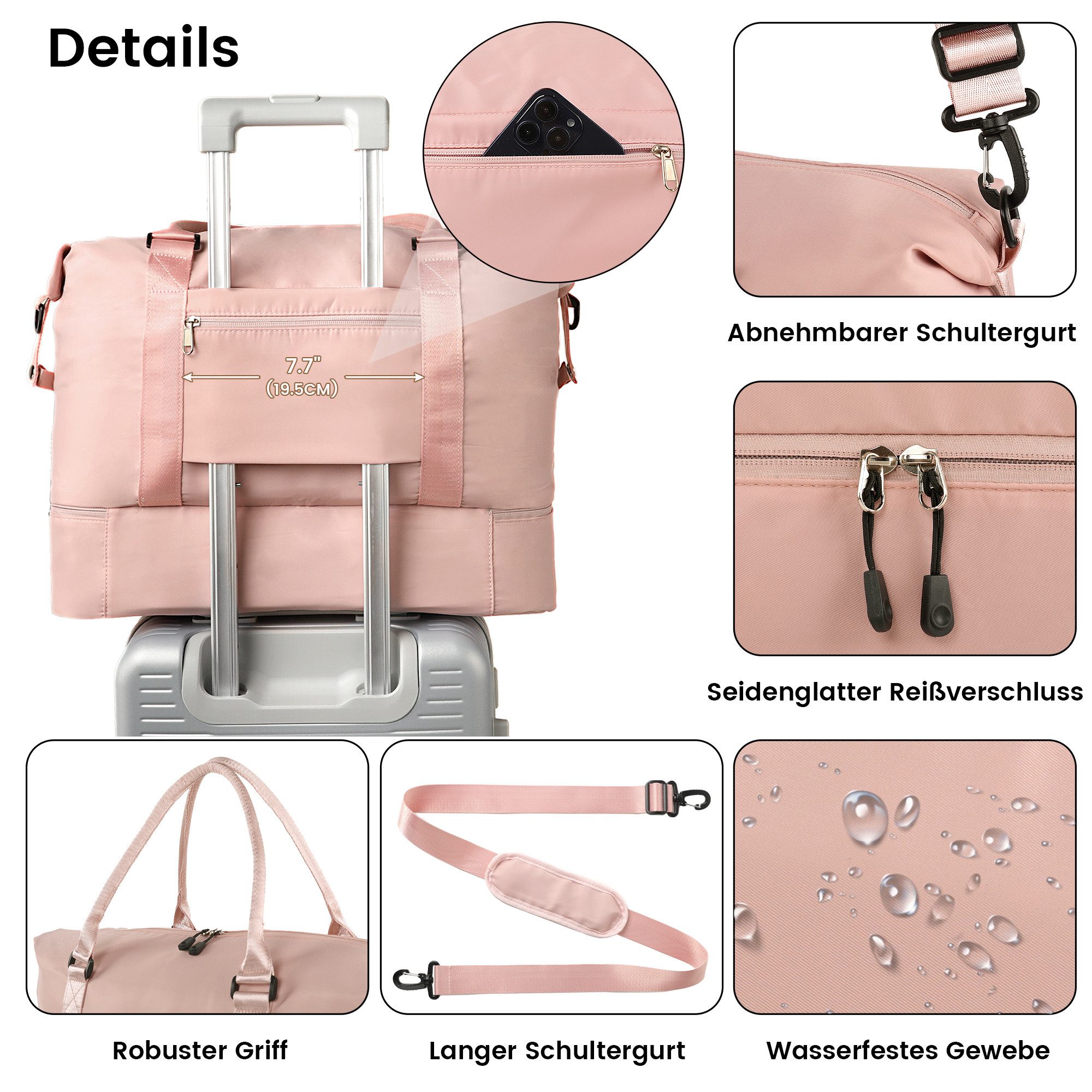 TANTOMI Reisetasche Erweiterbares Reisetasche mit Schuhfach & Kulturbeutel (46x23x32 Handgepäck), Nassfach, Wasserdicht Travel Bag Fitnesstasche Trainingstasche