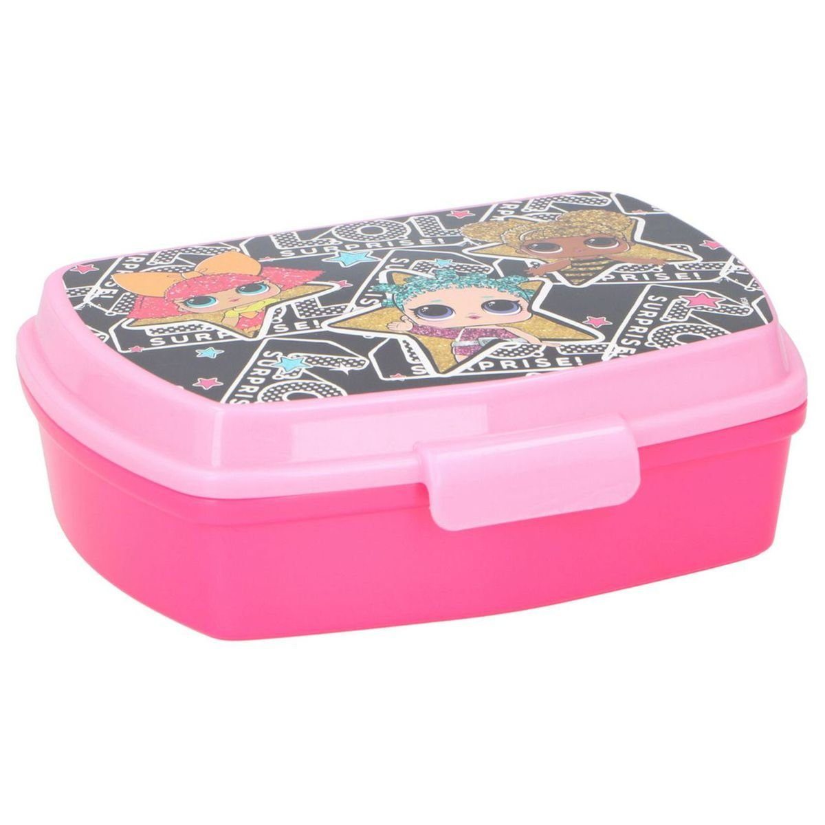 Marabellas Shop Lunchbox Brotdose 17x13x5,5cm Avengers, Paw Patrol, Mickey, Minnie oder LOL, Kunststoff Rosa / Pink