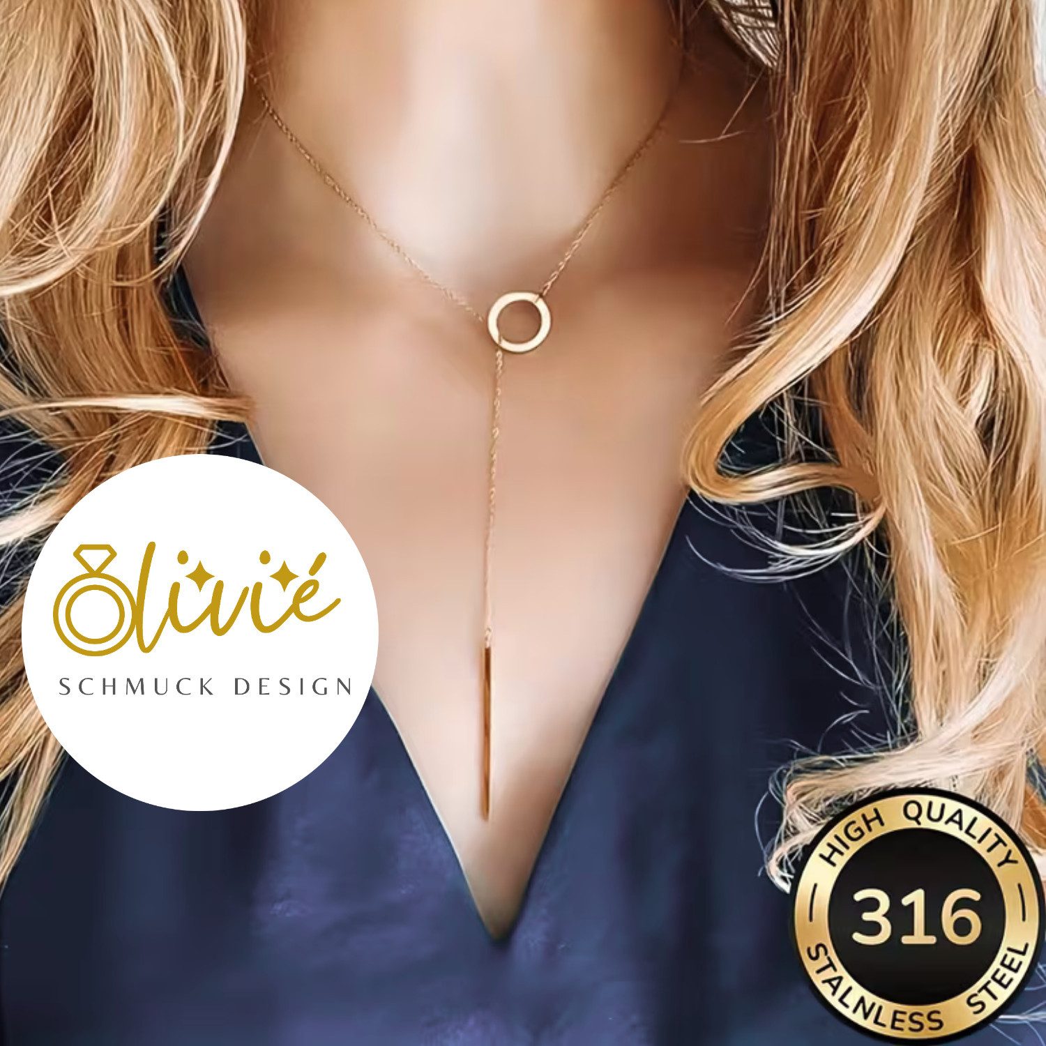 XCOAST Edelstahlkette Elegante Damen Glow Gold Halskette (38cm, vergoldete günstig online kaufen