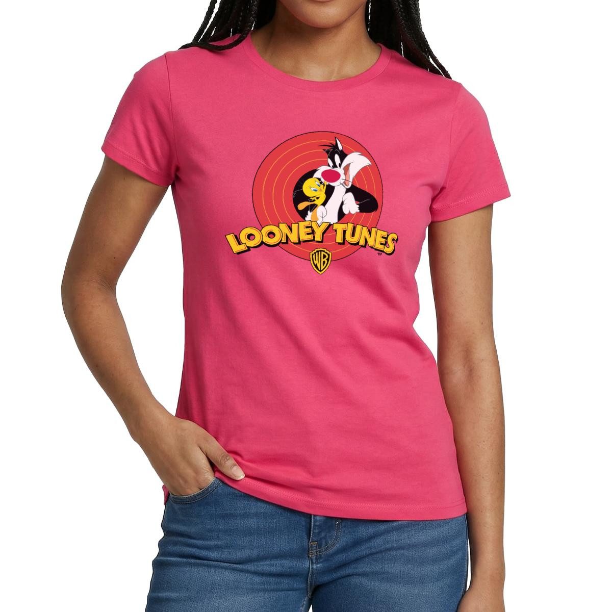 Spreadshirt T-Shirt Looney Tunes Sylvester Und Tweety Frauen T-Shirt (1-tlg)