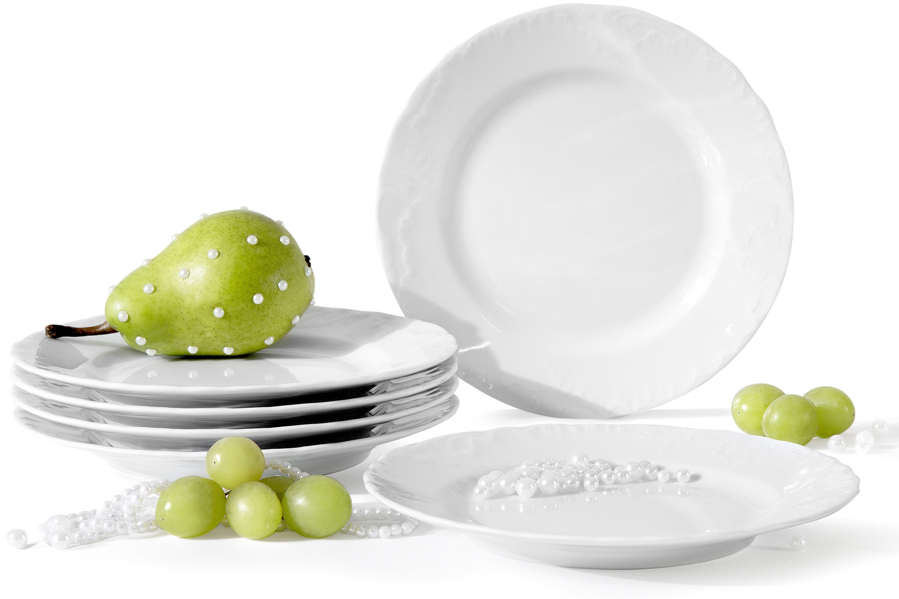 KONSIMO® Teller-Set CMIELOW ROCOCO, Tafelservice, Hochwertiges Premium-Porzellan (6-tlg), 6 Personen, Porzellan, elegante Dekorationen, 6x Frühstücksteller